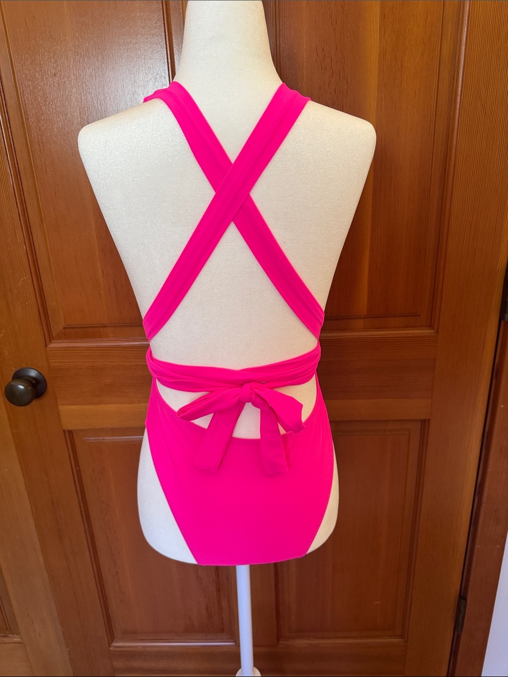 One-Piece Swimsuit - Bright Hot Pink - Picture 3 of 4
